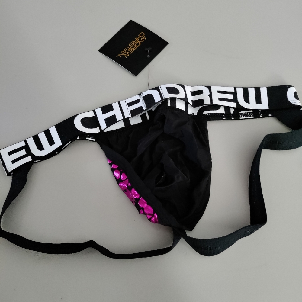 Andrew Christian Med jock leopard print purple pink fuschia metallic S M L N… - Picture 3 of 9